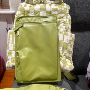 BEIS Green and White Baby Bag